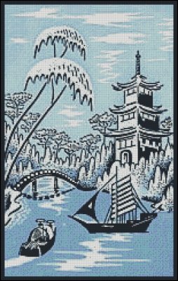 (image for) Boats and Pagoda - Medium Large