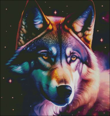 (image for) Colourful Wolf Head