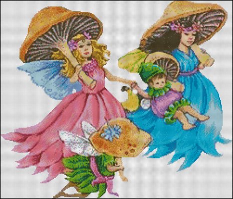 (image for) Fairies with Mushrooms Umbrellas